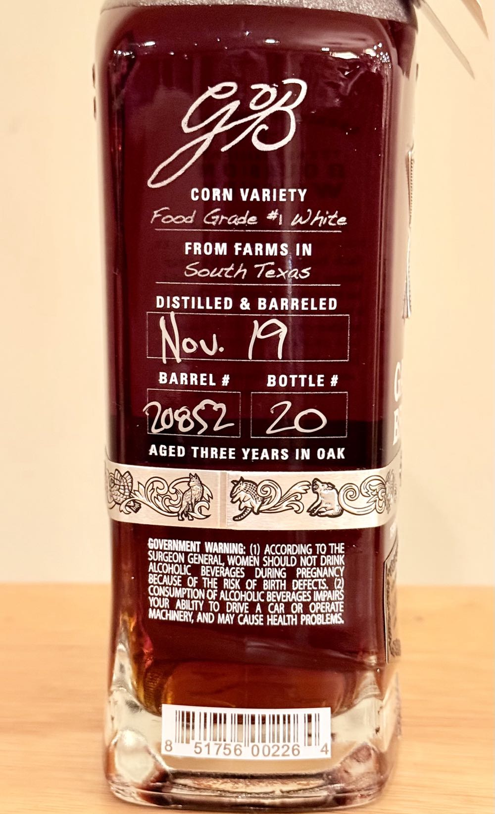 Garrison Brothers Single Barrel Cask Strength Texas Straight Bourbon Whiskey - Garrison Brothers Distillery, Hye, TX (750 mL) alcohol collectible [Barcode 851756002264] - Main Image 2