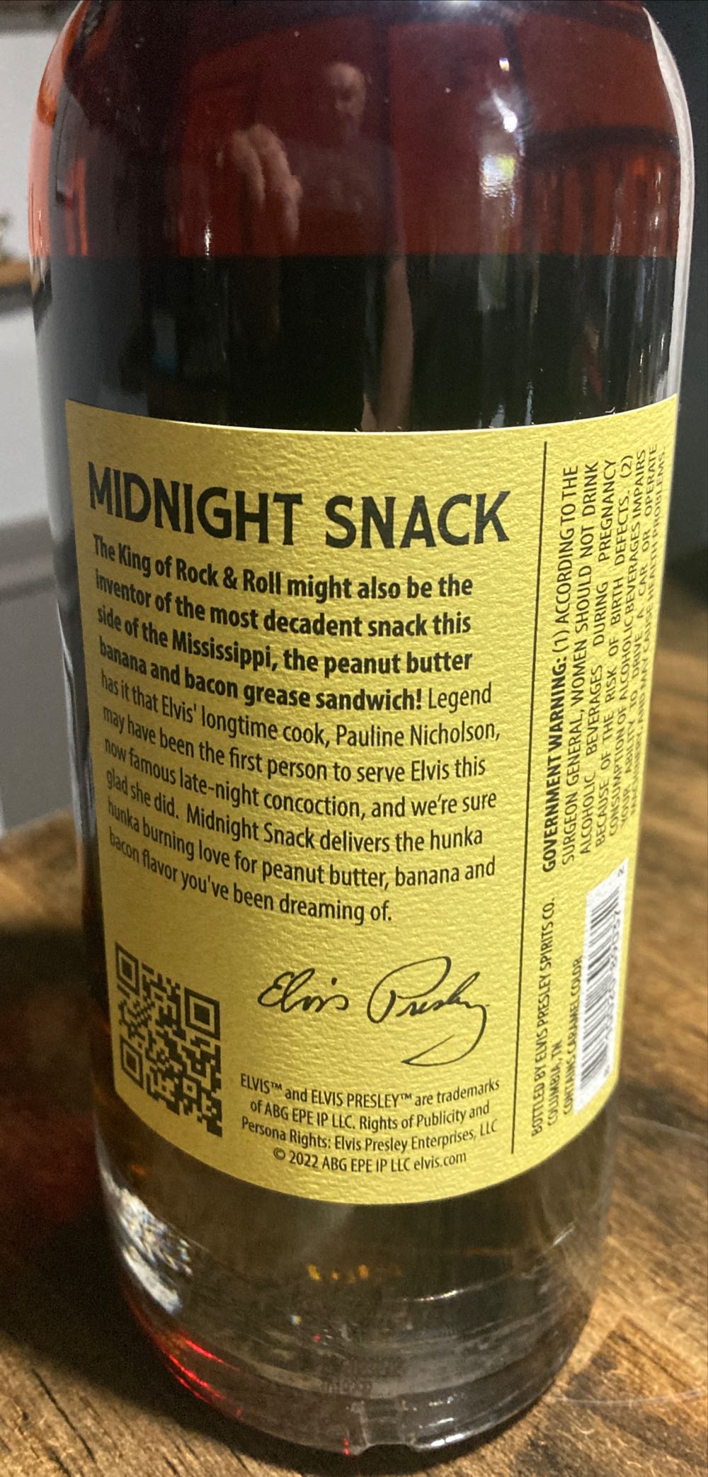 Elvis Midnight Snack Flavored Whiskey 750ml Peanut Butter Banana & Bacon - Elvis Presley Spirits (750 mL) alcohol collectible [Barcode 810020890372] - Main Image 2
