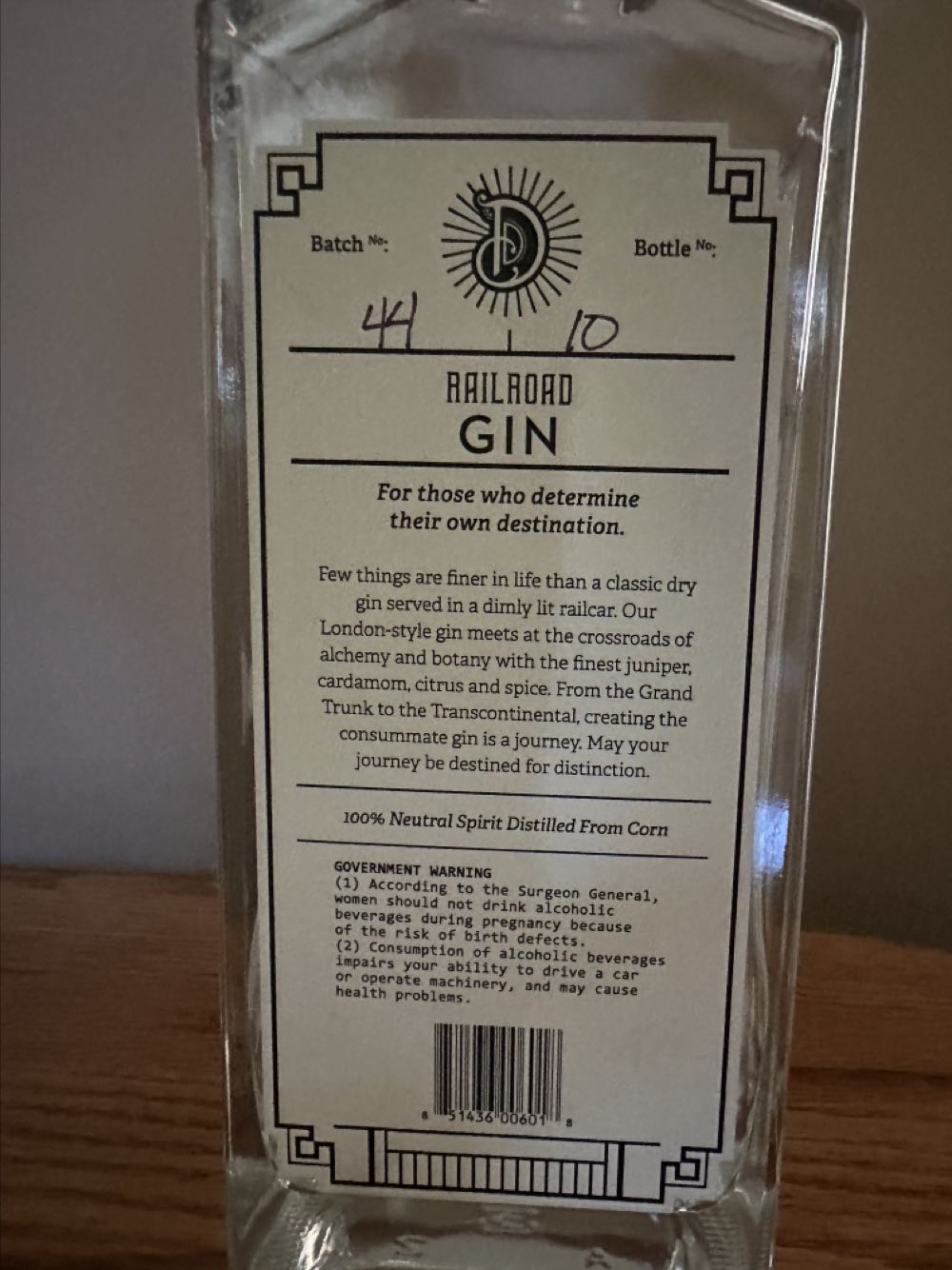 Detroit City Railroad Gin - Detroit City Distillery (750 mL) alcohol collectible [Barcode 851436006018] - Main Image 2
