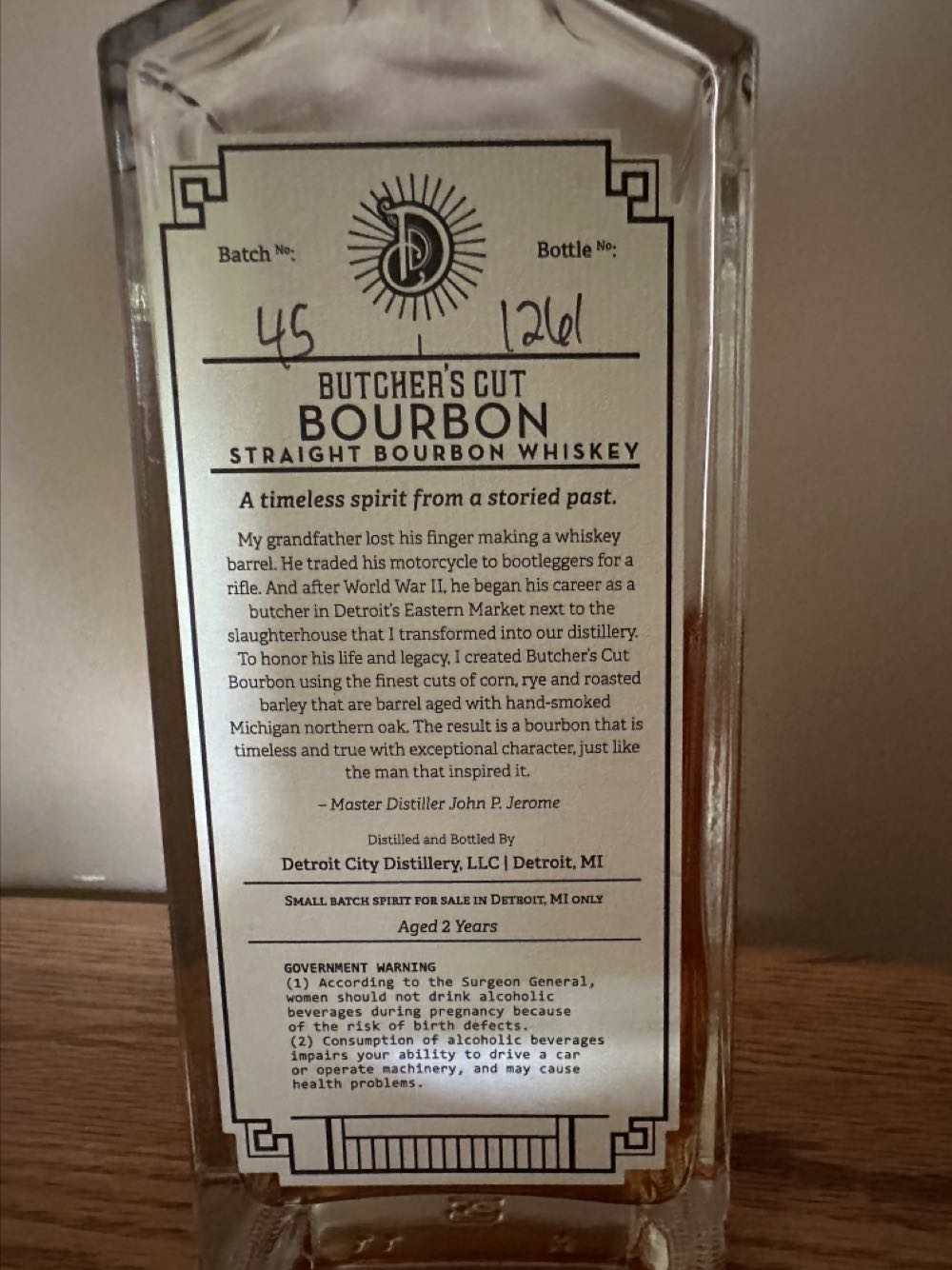 Detroit City Butcher’s Cut Straight Bourbon Whiskey - Detroit City Distillery (750 mL) alcohol collectible - Main Image 2