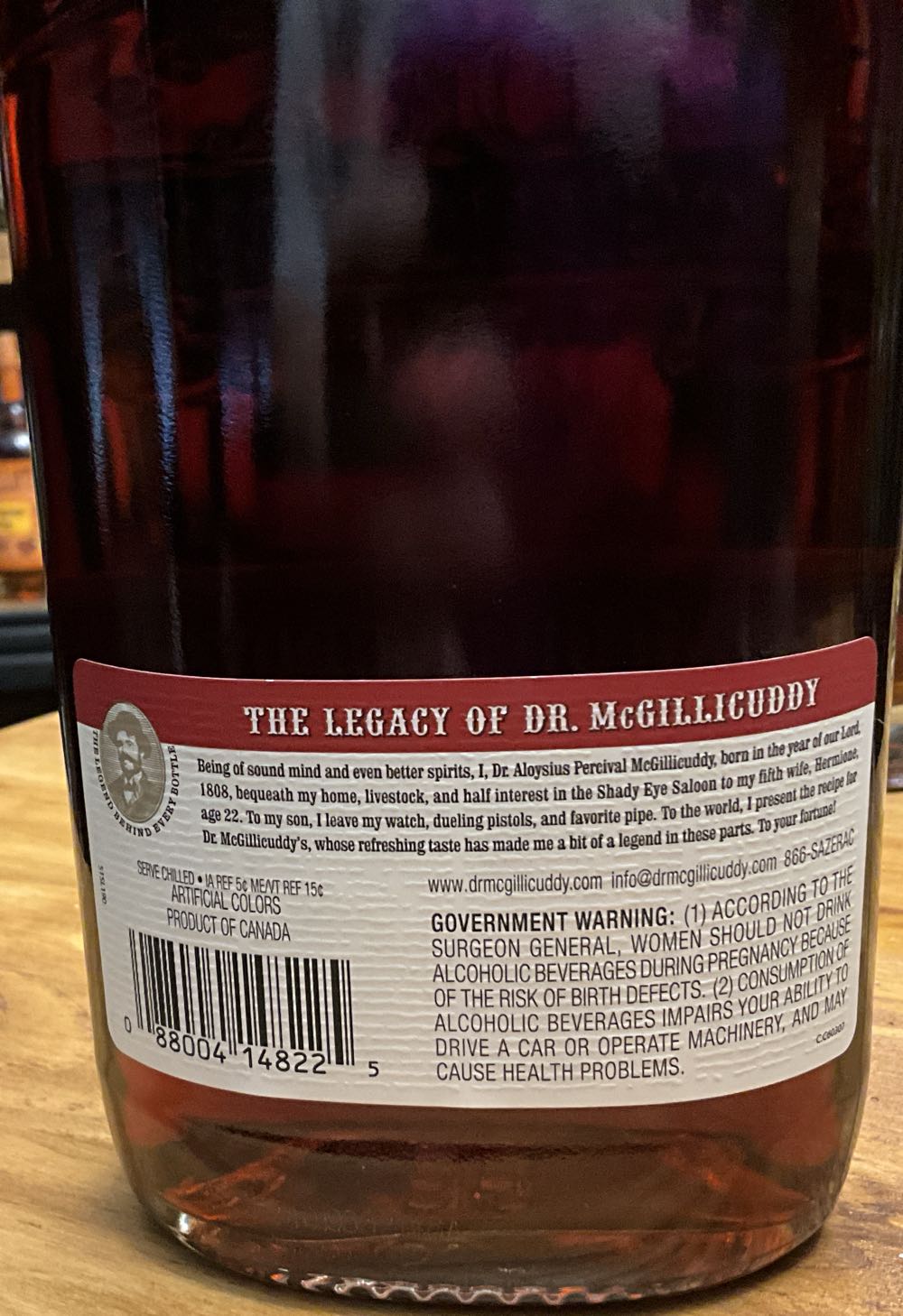 Dr. Mcgillicuddy’s Cherry Liquer - Sazerac Co (750 mL) alcohol collectible [Barcode 088004148225] - Main Image 2