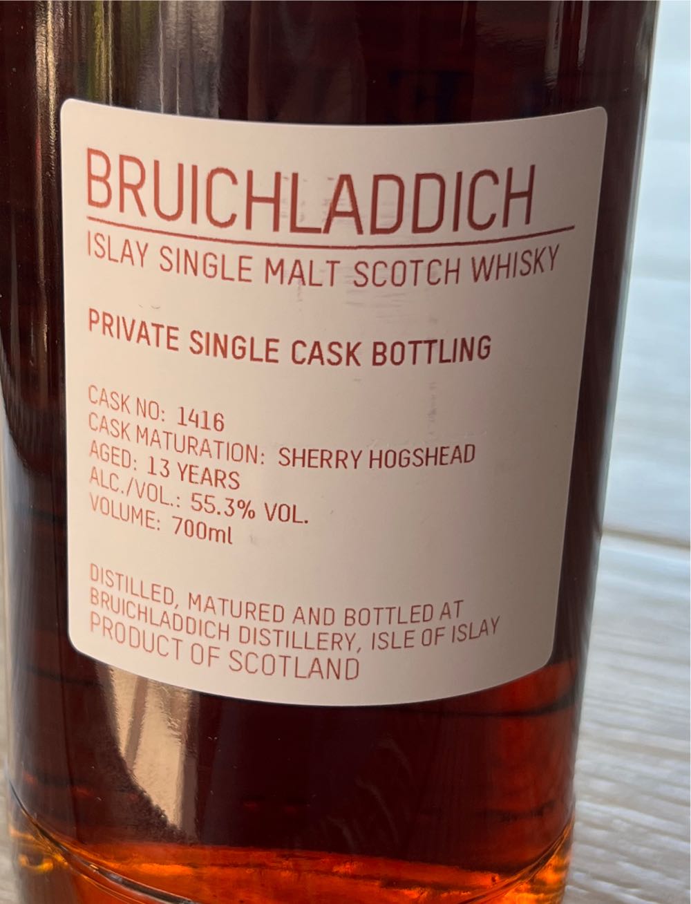 Bellis Bruichladdich 13 Years - Islay Cask Company (700 mL) alcohol collectible - Main Image 2