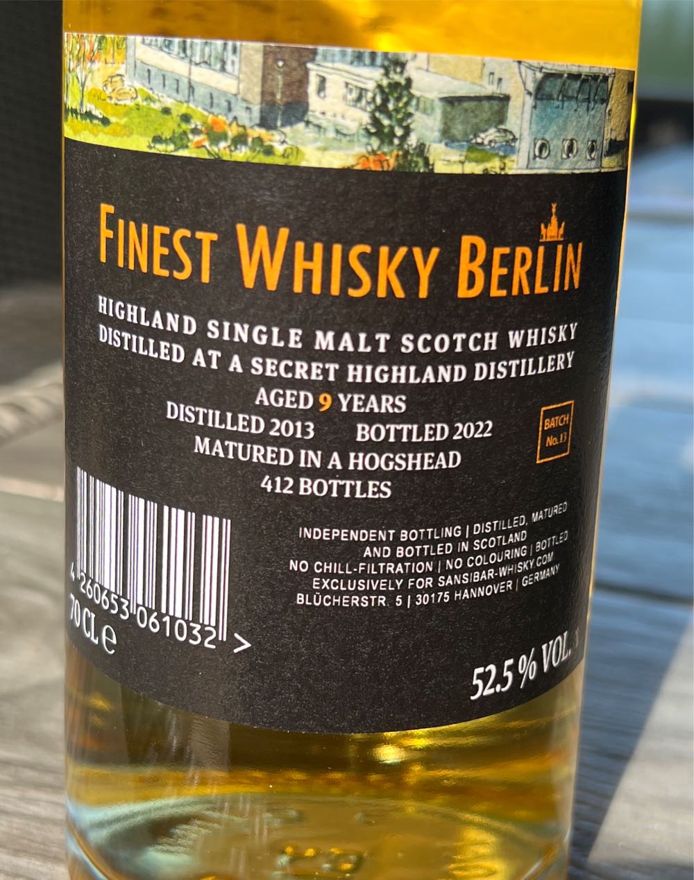 Secret Highland 9 Years Finest Whisky Berlin - Sansibar Whisky (700 mL) alcohol collectible [Barcode 4260653061032] - Main Image 2