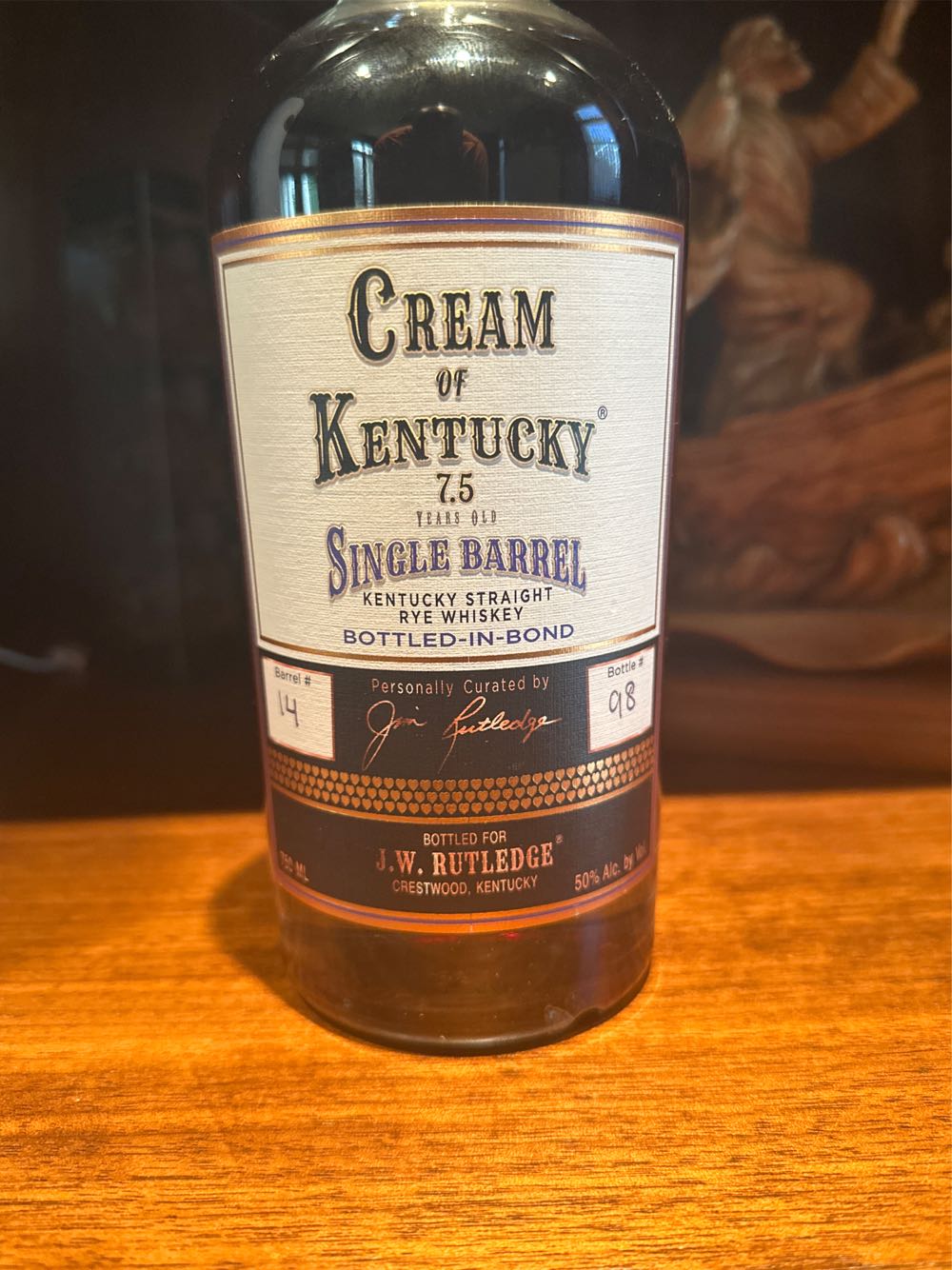 Cream Of Kentucky Single Barrel Rye Whiskey - Kentucky Artisan Distillery (750 mL) alcohol collectible [Barcode 860000790970] - Main Image 3
