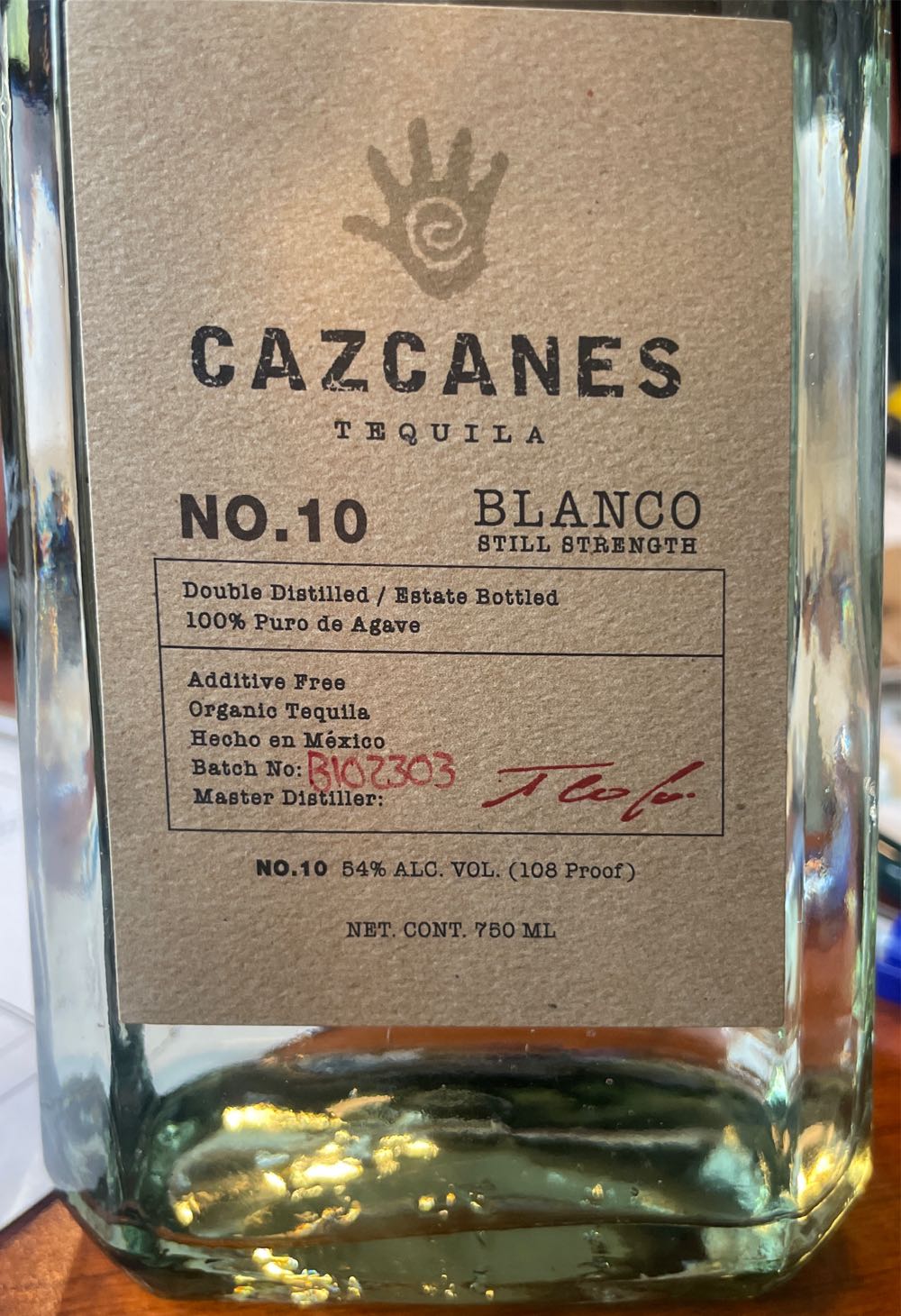 Cazcanes No.10 Still Strength Blanco - Tequilera Tap,S.DEHlD (750 mL) alcohol collectible [Barcode 7500928000005] - Main Image 3
