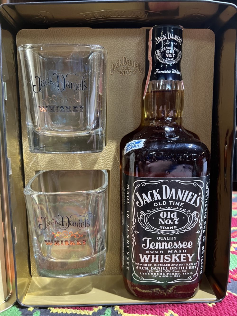 0 Tin Double Black Label & 2 Glasses 1982 - Jack Daniel’s Distillery, Lynchburg, TN (750 mL) alcohol collectible - Main Image 3