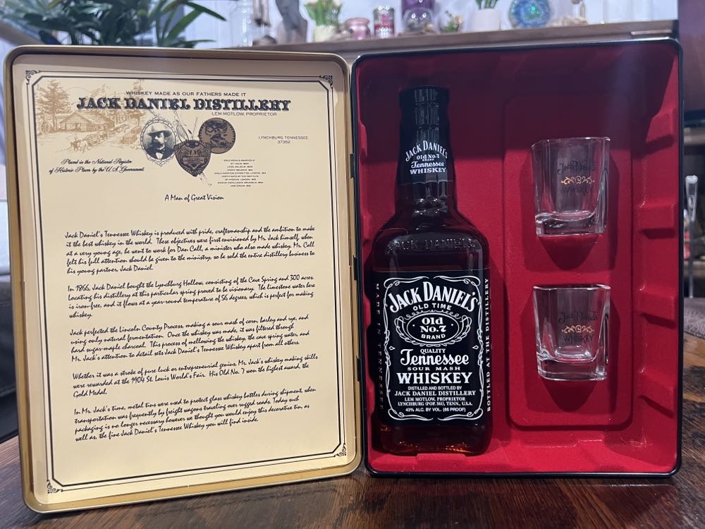 Tin Double Black Label Two Shot Glases - Jack Daniel’s Distillery, Lynchburg, TN (750 mL) alcohol collectible - Main Image 4