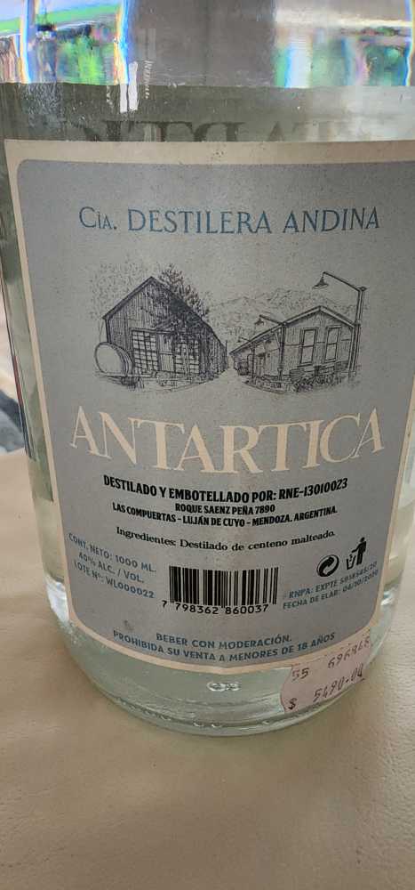 Antartica - Cia. Destilera Andina (1 L) alcohol collectible [Barcode 7798362860037] - Main Image 2