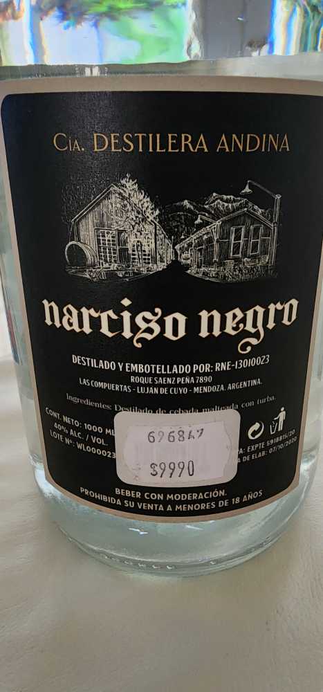 Narciso Negro - Cia. Destilera Andina (1 L) alcohol collectible - Main Image 2