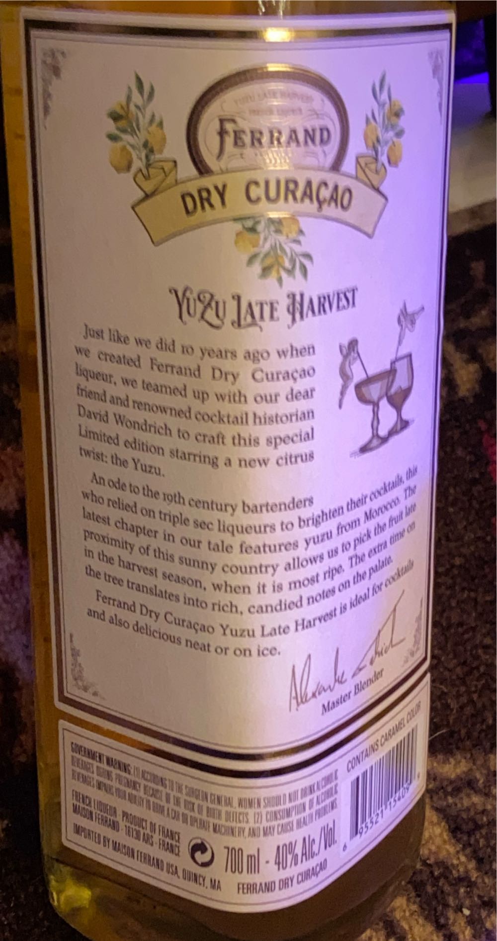 Pierre Ferrand Dry Curacao Yuzu Late Harvest Edition - Pierre Ferrand (700 mL) alcohol collectible [Barcode 695521154099] - Main Image 2