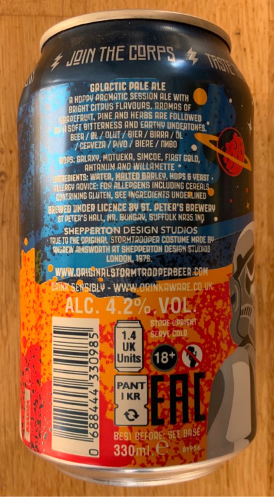 Stormtrooper Galactic Pale Ale - St. Peter’s Brewery (330mL) alcohol collectible [Barcode 688444330985] - Main Image 2