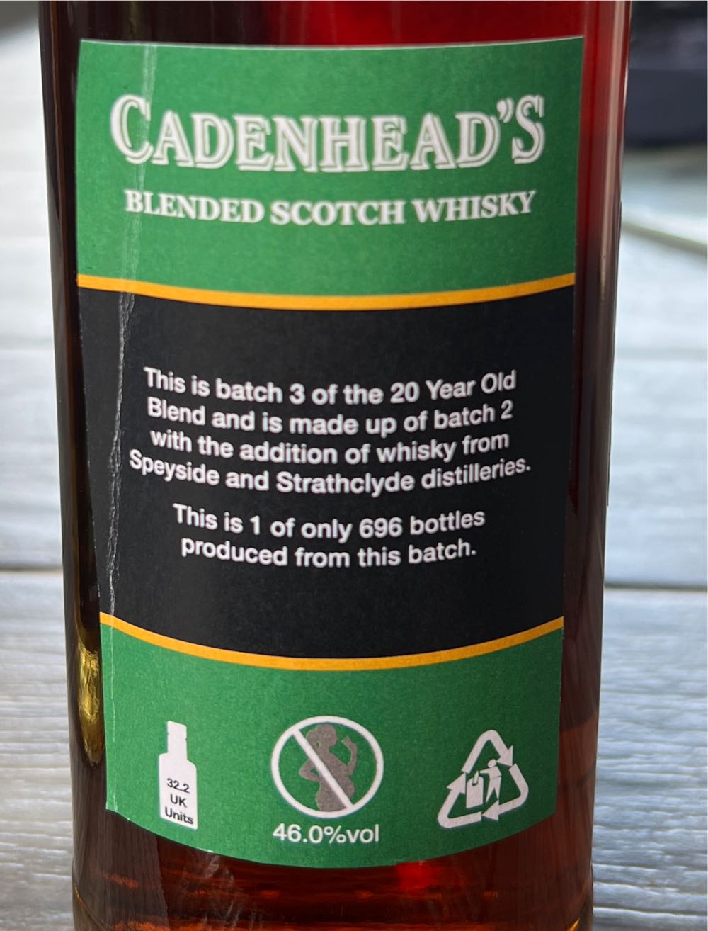 Blended Scotch Whisky 20 Years Batch 3 - Wm Cadenhead (700 mL) alcohol collectible - Main Image 2