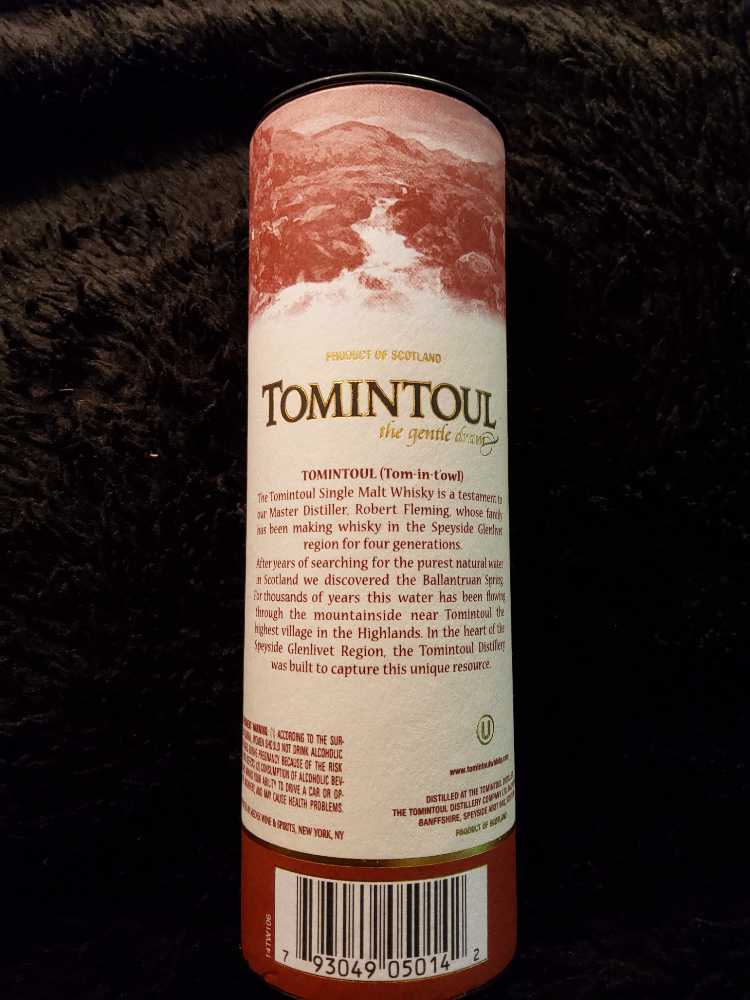 Tomintoul 14 Year Old Single Malt Scotch Whiskey - Tomintoul Distillery (50 mL) alcohol collectible [Barcode 793049050142] - Main Image 2