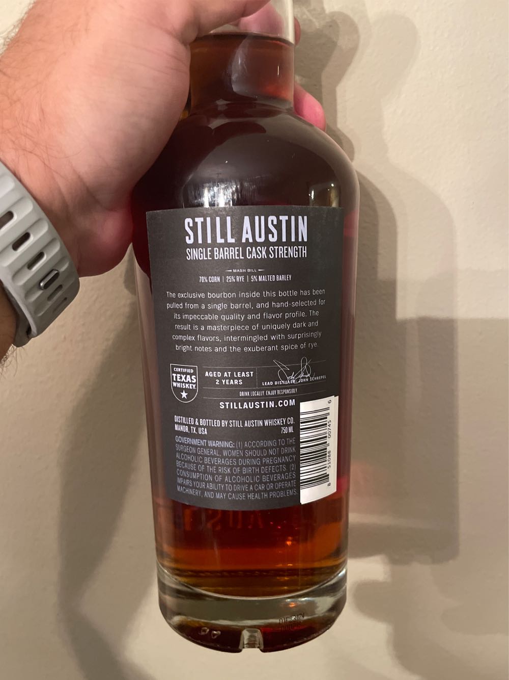Still Austin - Limited Release Single Barrel Cask Strength - Still Austin Whiskey Co. (750 mL) alcohol collectible [Barcode 851088007456] - Main Image 2