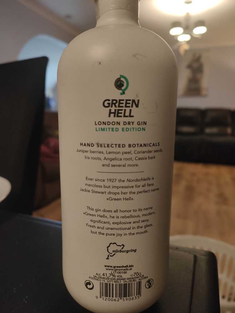 Green Hell - London Dry Gin - Salzburger Edelbrand Manufaktur (700 mL) alcohol collectible [Barcode 9120062590835] - Main Image 2