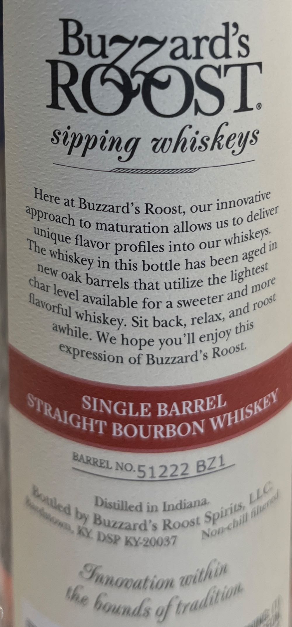 Buzzard’s Roost Single Barrel Select 2023 - Buzzard’s Roost Spirits (750 mL) alcohol collectible [Barcode 810145550007] - Main Image 3