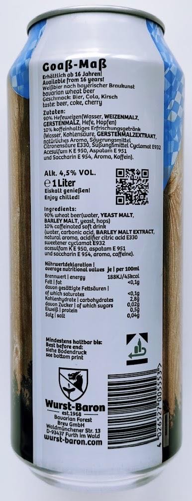 Goaß Maß - Wurst-Baron - Bavarian Forest Breu GmbH (1 L) alcohol collectible [Barcode 4026527005553] - Main Image 2