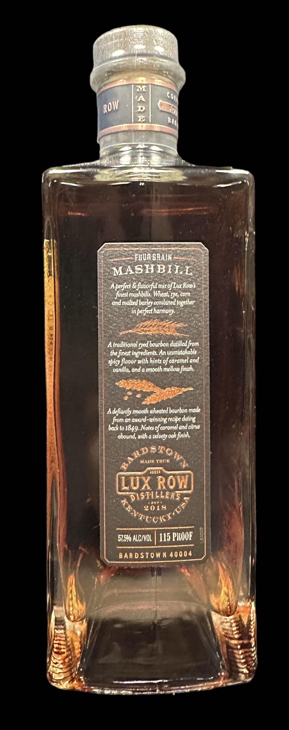 Lux Row Four Grain Double Single Barrel - Lux Row Distillers (750 mL) alcohol collectible [Barcode 088352140346] - Main Image 3