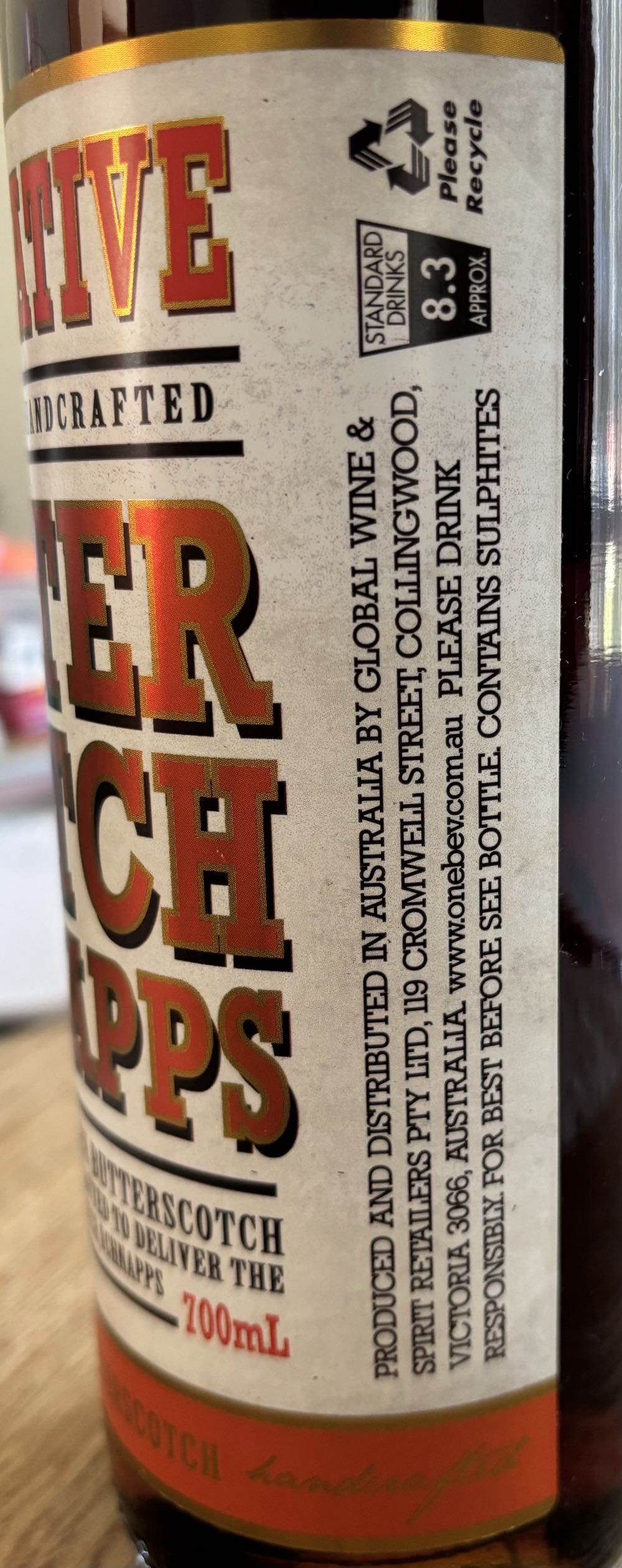 Creative Traditionally Handcrafted Butterscotch Schnapps 700ml  (700 mL) alcohol collectible [Barcode 9338964004057] - Main Image 2