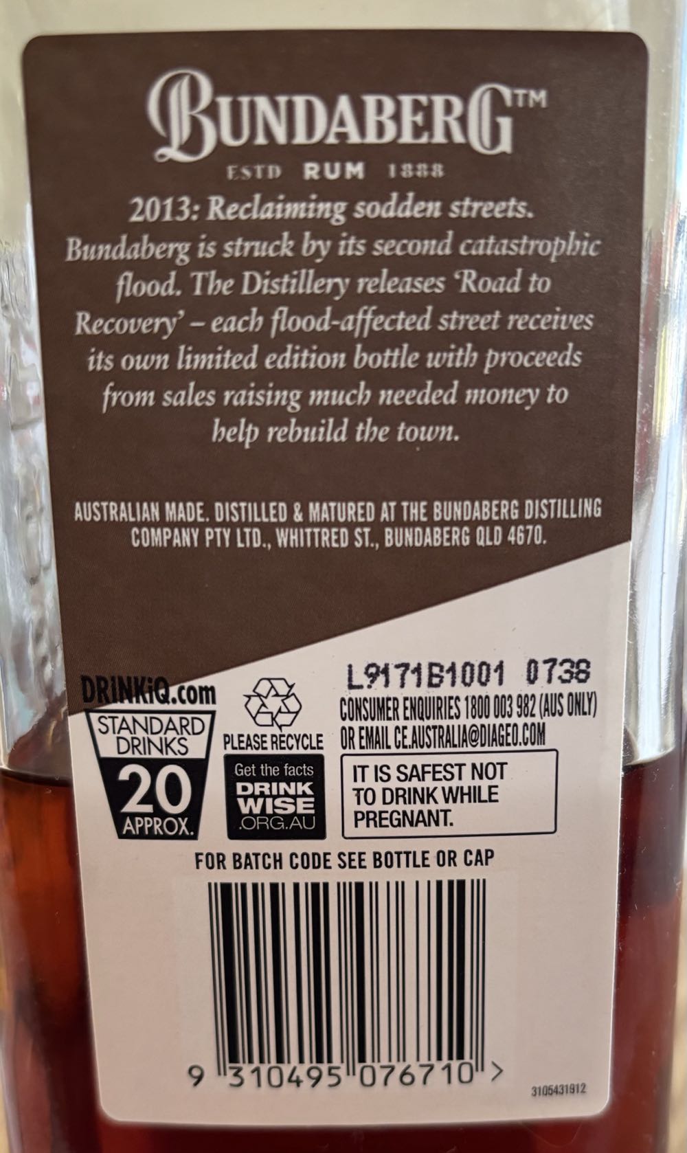 Bundaberg Spiced Rum - Sweetly Spiced 700ml - Bundaberg Distilling Company Pty Ltd (700 mL) alcohol collectible [Barcode 9310495076710] - Main Image 2