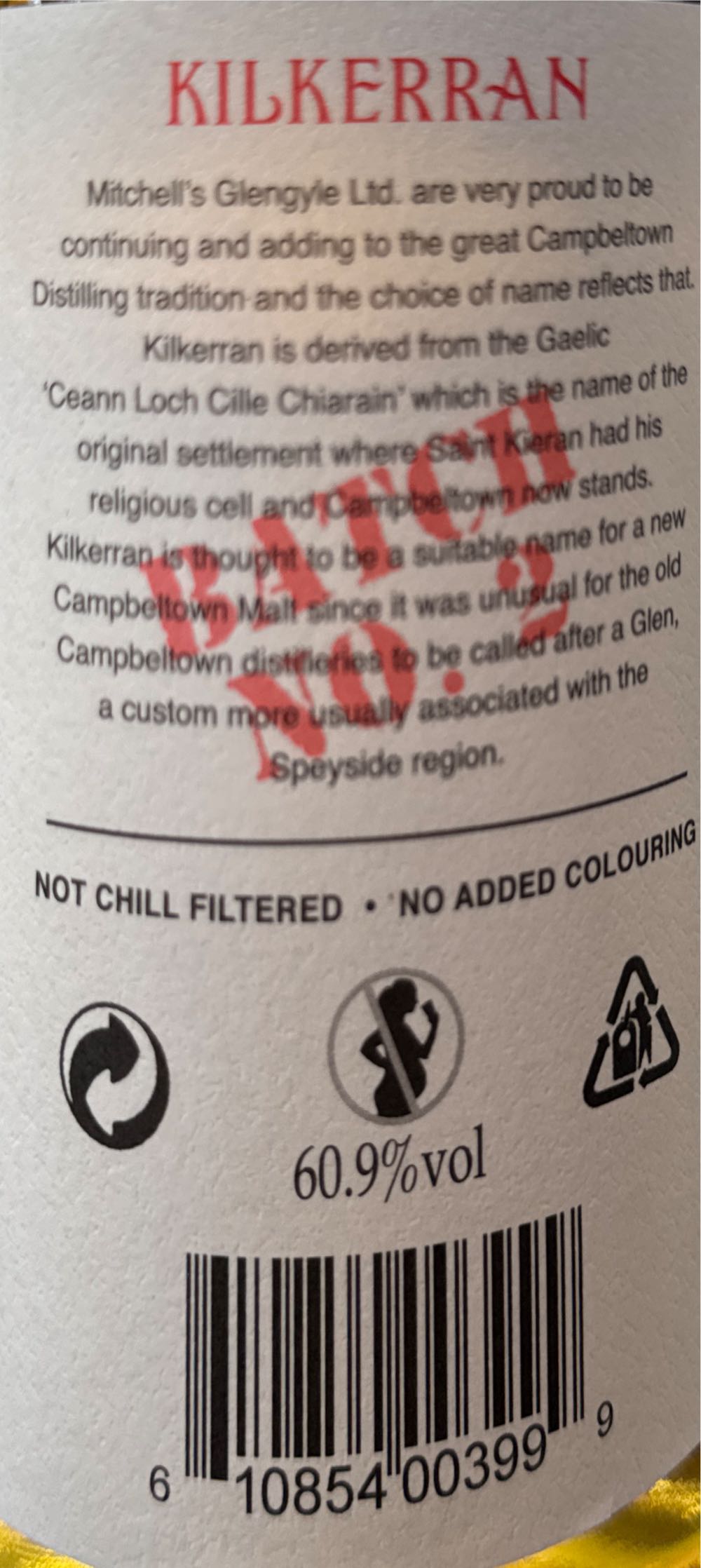 Kilkerran Heavily Peated Batch 2 - Kilkerran Glengyle Distillery (700 mL) alcohol collectible [Barcode 610854003999] - Main Image 2