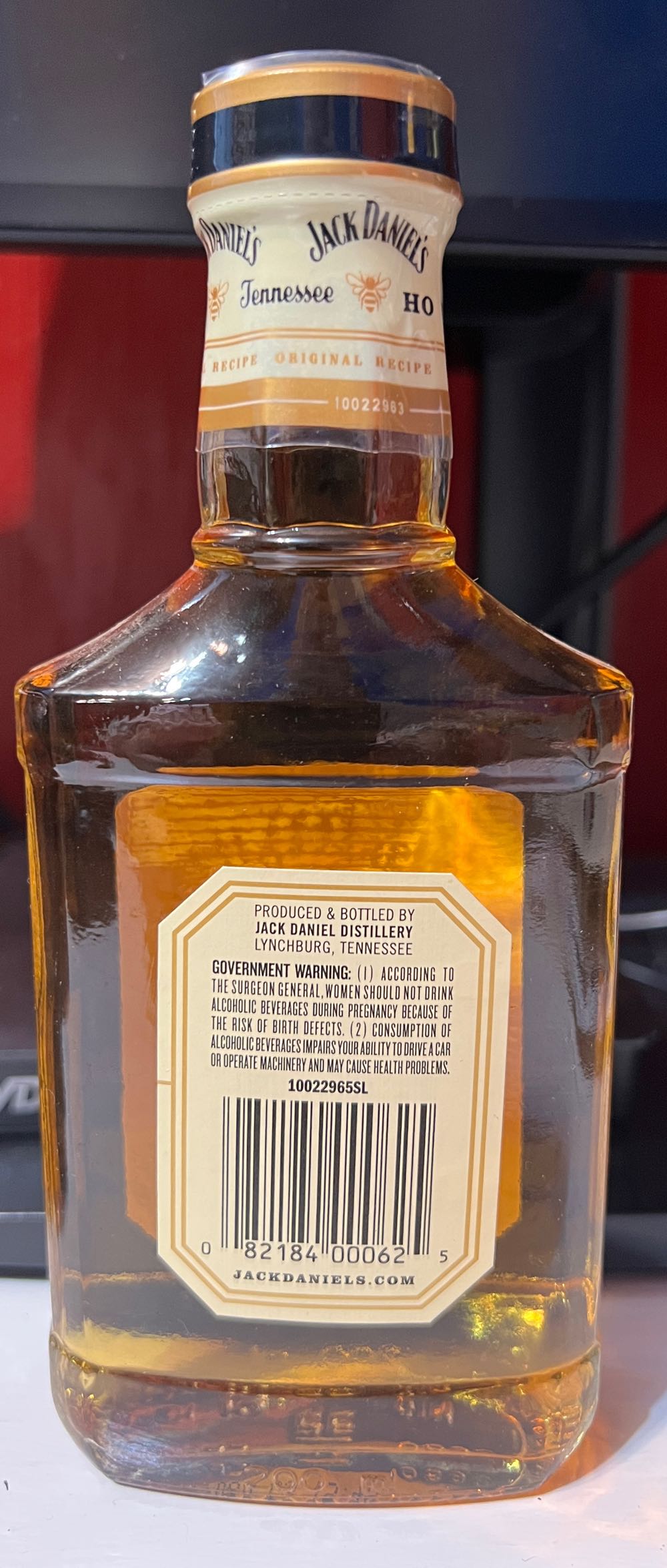 0 Honey Glass Bottle 200ml - Jack Daniel’s Distillery, Lynchburg, TN (200 mL) alcohol collectible - Main Image 2