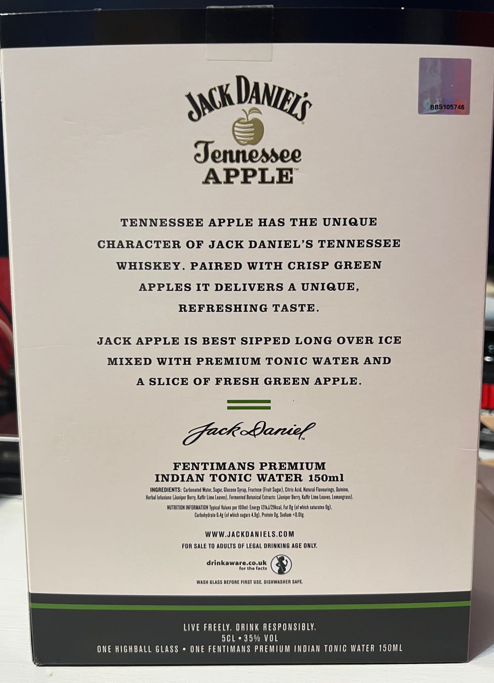 0 Set Green Apple, Glass, Tonic Box - Jack Daniel’s Distillery, Lynchburg, TN (50 mL) alcohol collectible - Main Image 2