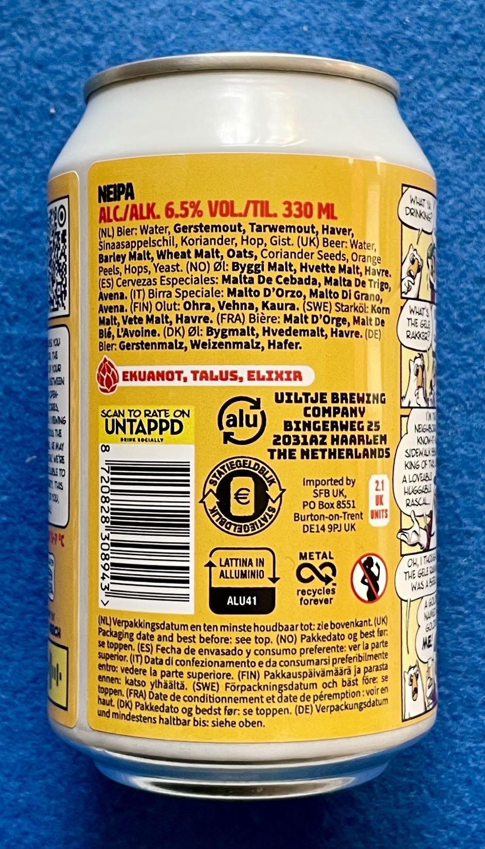Gele Rakker - Uiltje Brewing Company (330 mL) alcohol collectible [Barcode 8720828308943] - Main Image 3