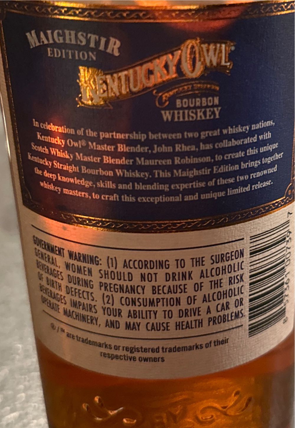 Kentucky Owl Maighstir Edition - Kentucky Owl (750 mL) alcohol collectible [Barcode 857361007397] - Main Image 2