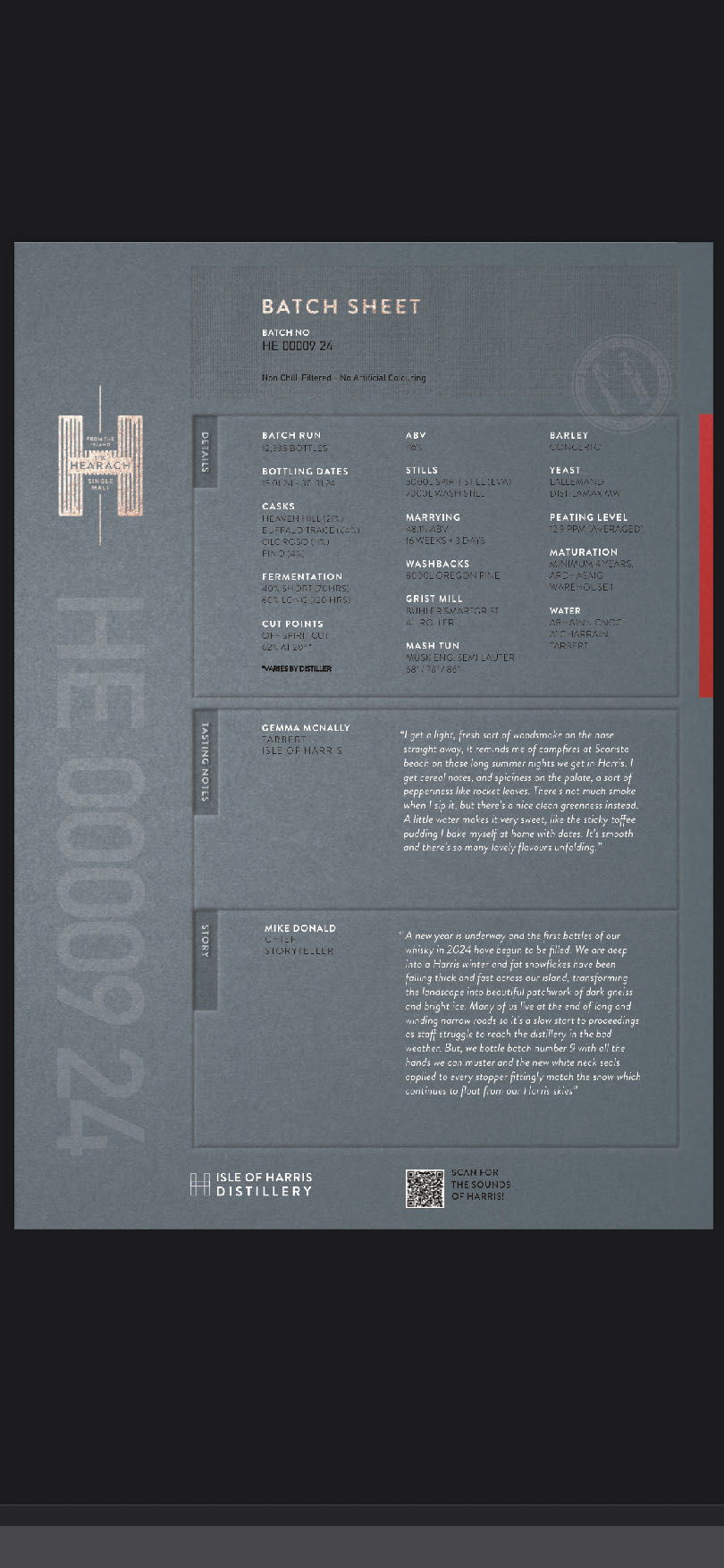 The Hearach - Isle Of Harris Distillery (700 mL) alcohol collectible [Barcode 5060527740174] - Main Image 4
