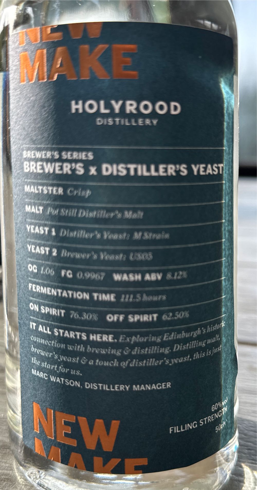 Make Spirit Merchants Made By Edinburgh New Make Holyrood - Holyrood Distillery (500 mL) alcohol collectible [Barcode 5060861800169] - Main Image 2