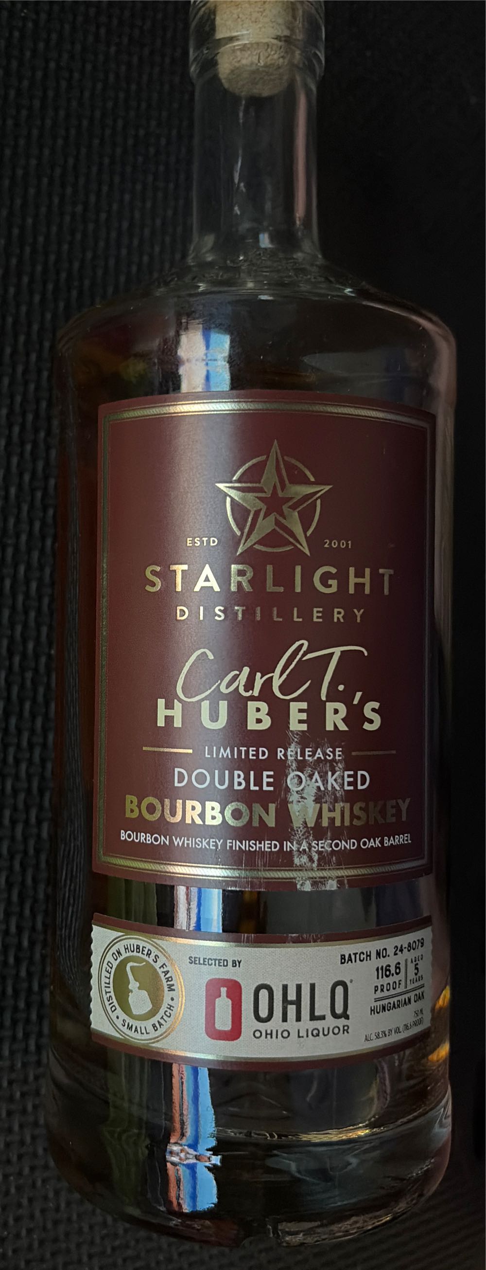 Starlight Carl T. Hubers Limited Release Double Oaked OHLQ - Starlight Distillery (750mL) alcohol collectible [Barcode 643390043228] - Main Image 3