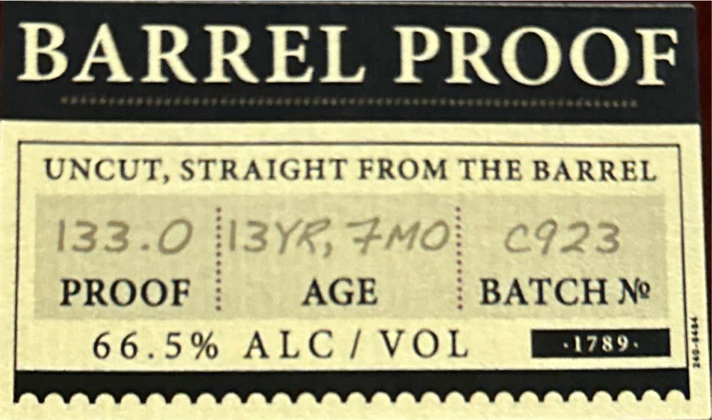 Elijah Craig Barrel Proof C923 - The Elijah Craig Distillery Co. (750 mL) alcohol collectible [Barcode 096749472215] - Main Image 3