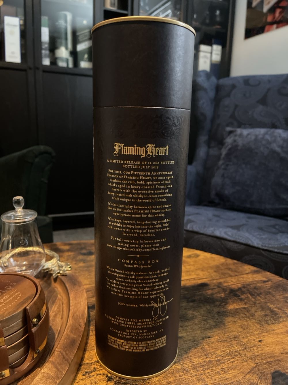 Flaming Heart 15th Anniversary Bottling - Compass Box Scotch Whisky Maker (700mL) alcohol collectible - Main Image 4
