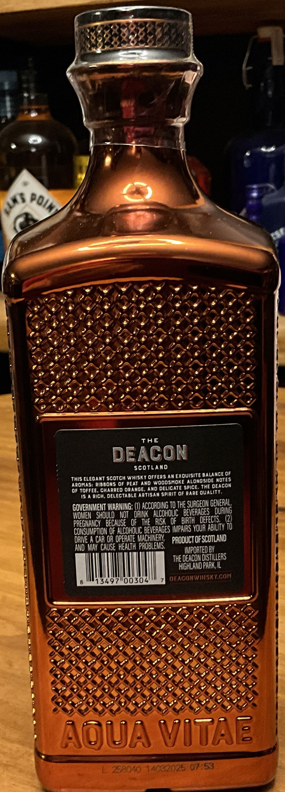 The Deacon Blended Scotch Whiskey - Sovereign Brands L.L.C. (700 mL) alcohol collectible [Barcode 813497003047] - Main Image 2