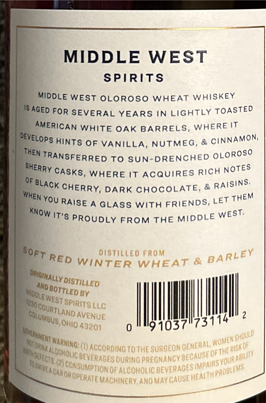 Middle West Spirits Oloroso Wheat - Middle West Spirits (750 mL) alcohol collectible [Barcode 091037731142] - Main Image 2