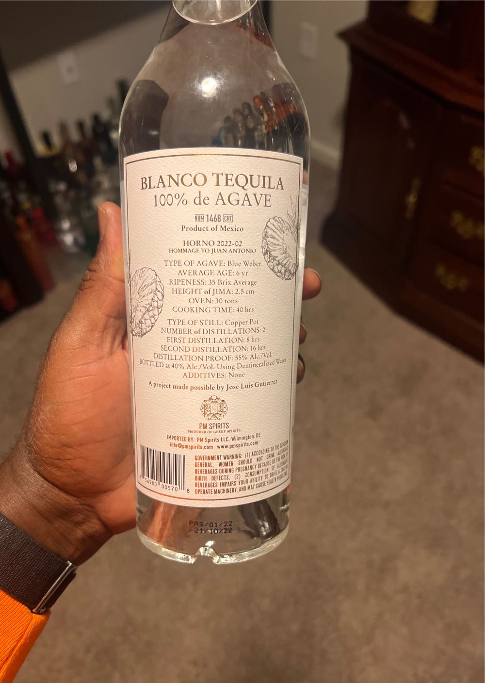 PM Spirits Blanco - Nom 1468 (700 mL) alcohol collectible [Barcode 856980005708] - Main Image 2