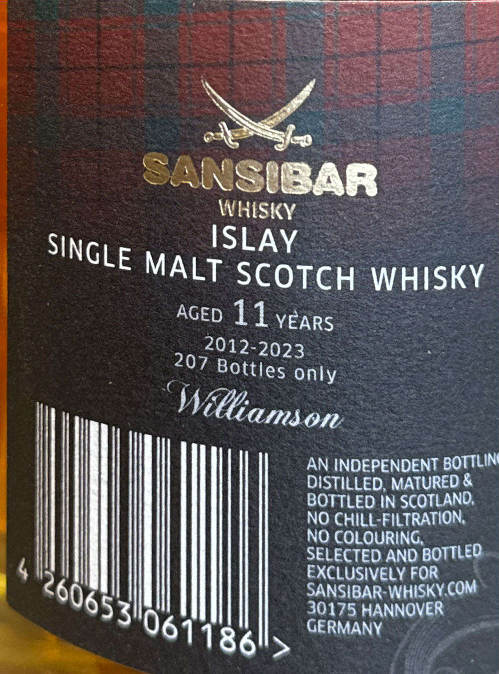 Williamson 11 Years - Sansibar Whisky (700 mL) alcohol collectible [Barcode 4260653061186] - Main Image 2