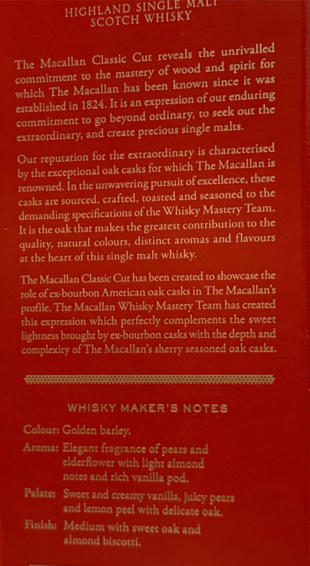 The Macallan Classic Cut Limited Edition - Macallan Distillery (700 mL) alcohol collectible [Barcode 5010314313029] - Main Image 2