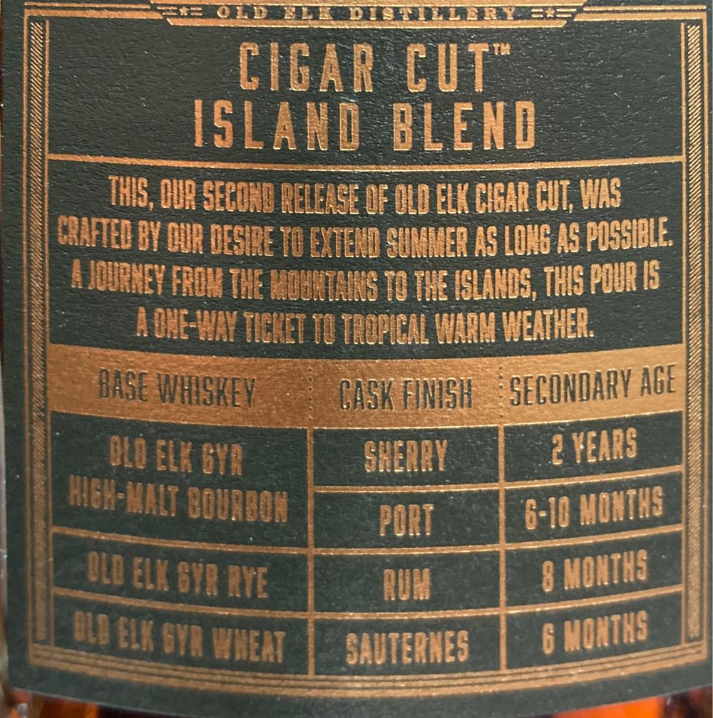 Old Elk Cigar Cut Island Blend - Old Elk Distillery (750 mL) alcohol collectible [Barcode 850030365217] - Main Image 2