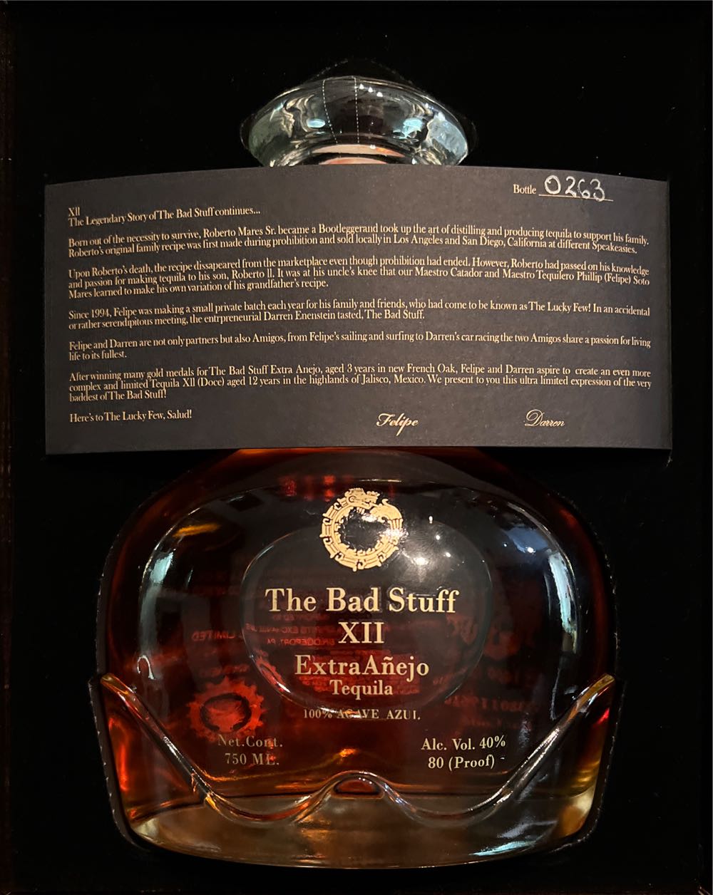 The Bad Stuff Doce Extra Anejo Tequila  alcohol collectible [Barcode 759380119610] - Main Image 2