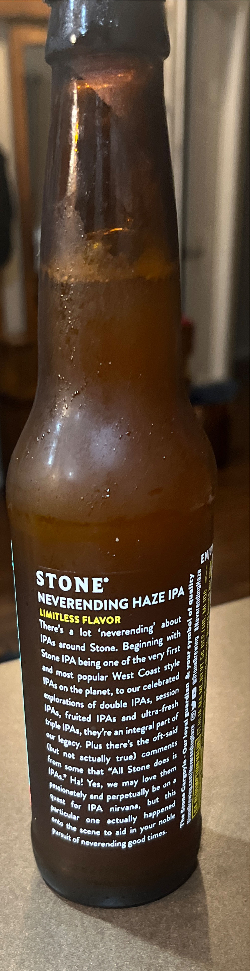 Stone Never-ending Haze IPA - Stone Brewing Co (12 FL OZ) alcohol collectible [Barcode 636251744877] - Main Image 2
