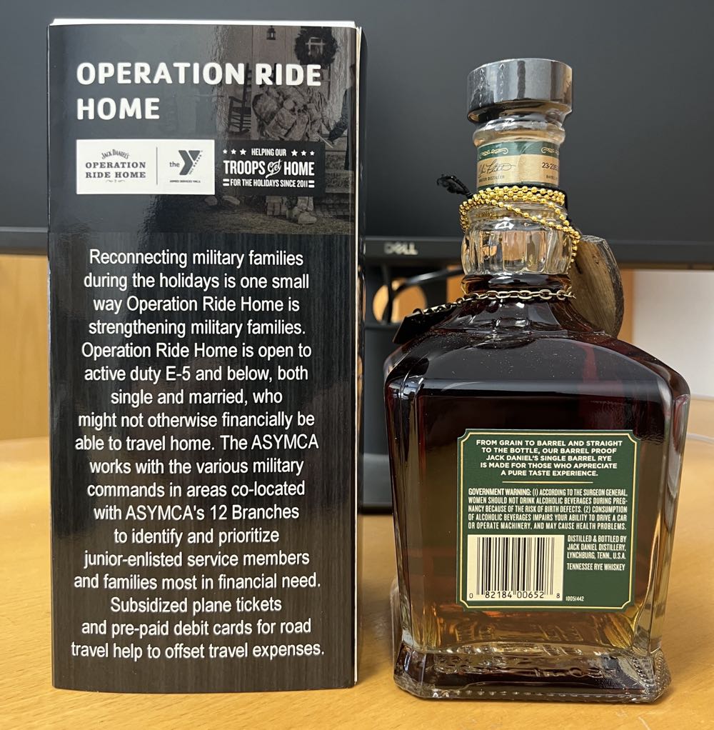 SSSC Suporting Operation Ride Home Rye 2023 - Jack Daniel’s Distillery, Lynchburg, TN (750 mL) alcohol collectible - Main Image 3