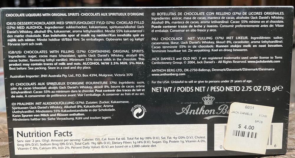 1 Box Of Chocolate Bottles - Jack Daniel’s Distillery, Lynchburg, TN alcohol collectible - Main Image 2