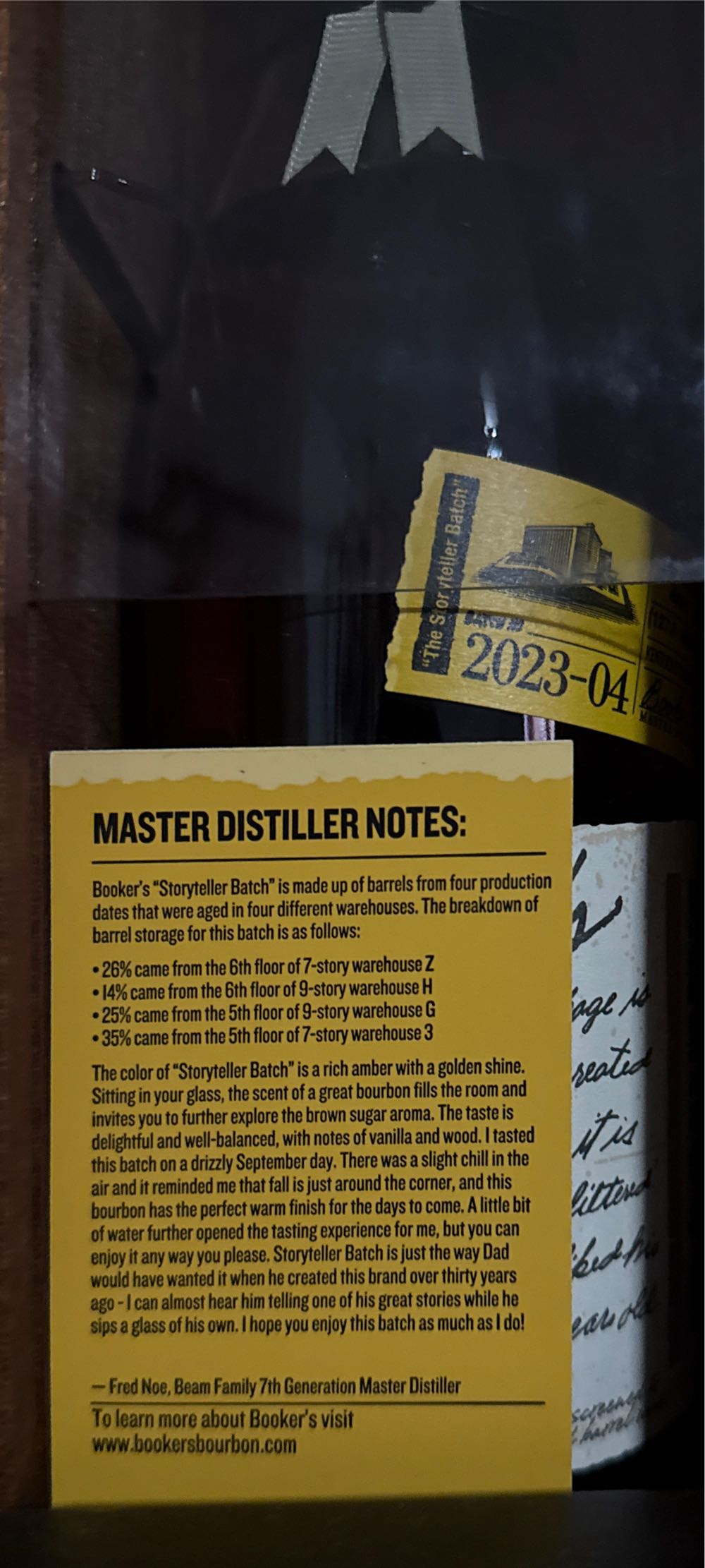 Bookers 2023-04 The Storyteller 127.8 Proof - Bookers (750 mL) alcohol collectible [Barcode 080686011408] - Main Image 2