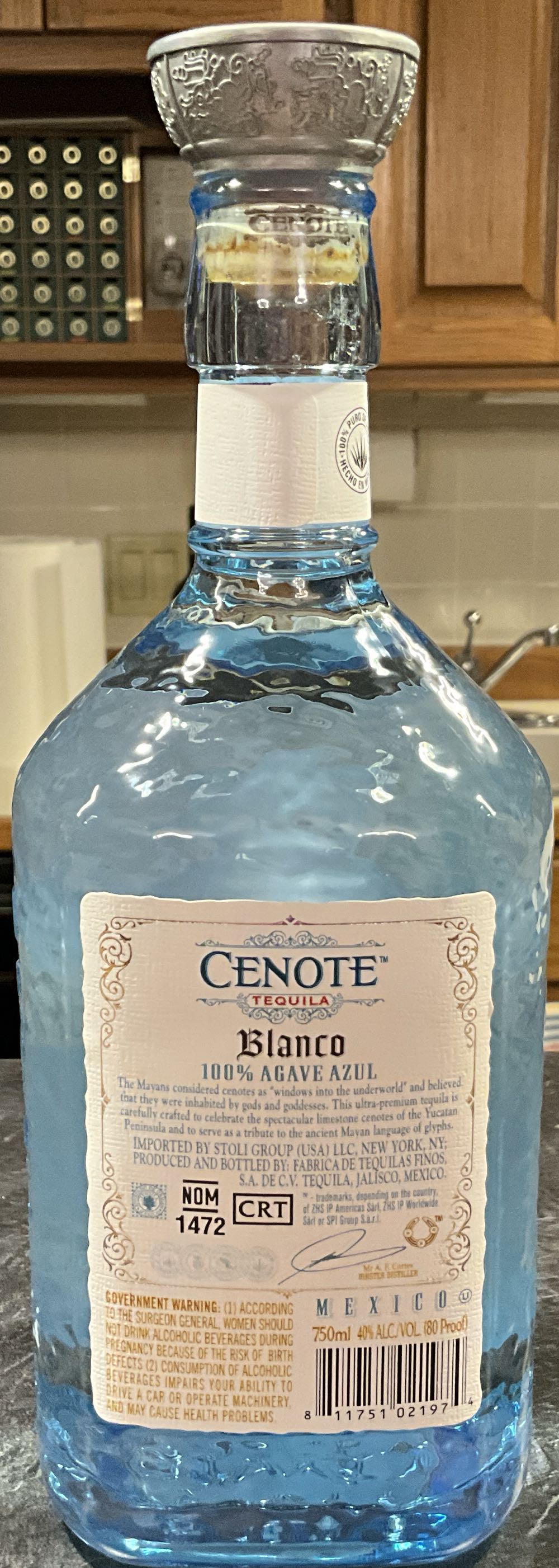 Cenote Tequila Blanco 750ml Empty Bottle For Bar Display - Stoli Group (750 mL) alcohol collectible [Barcode 811751021974] - Main Image 2