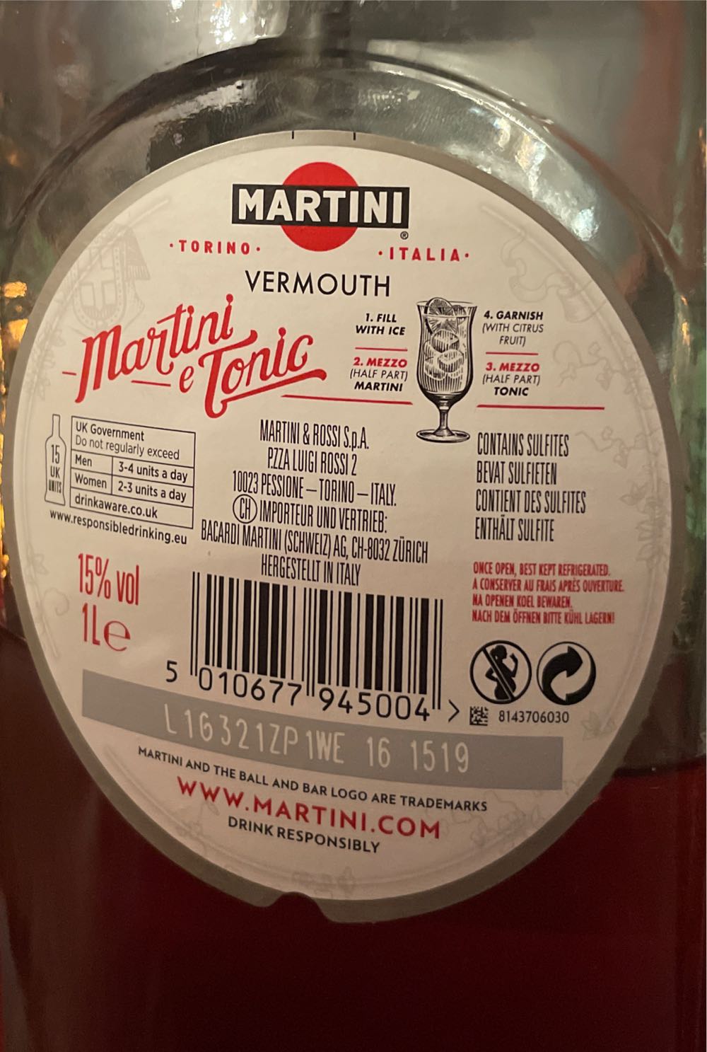 Martini Rosato 15% 1l 1 Vermouth л  (1 L) alcohol collectible [Barcode 5010677945004] - Main Image 2