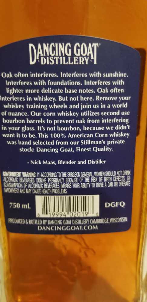 Stillman’s Private Stock - Dancing Goat Distillery (750 mL) alcohol collectible [Barcode 6876694020198] - Main Image 2
