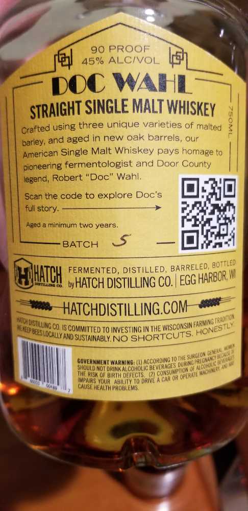 Doc Wahl - Hatch Distilling (750 mL) alcohol collectible [Barcode 1868354007897] - Main Image 2