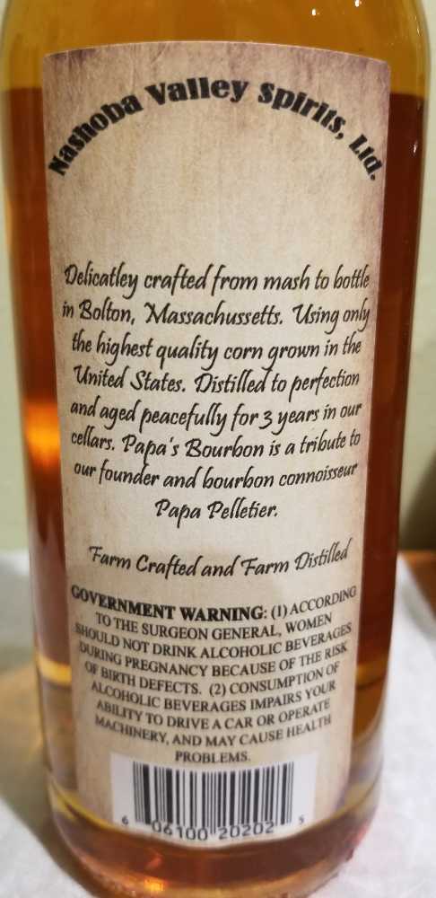 Papa’s Bourbon Whiskey - Nashoba Valley Spirits (750 mL) alcohol collectible [Barcode 606100202025] - Main Image 2